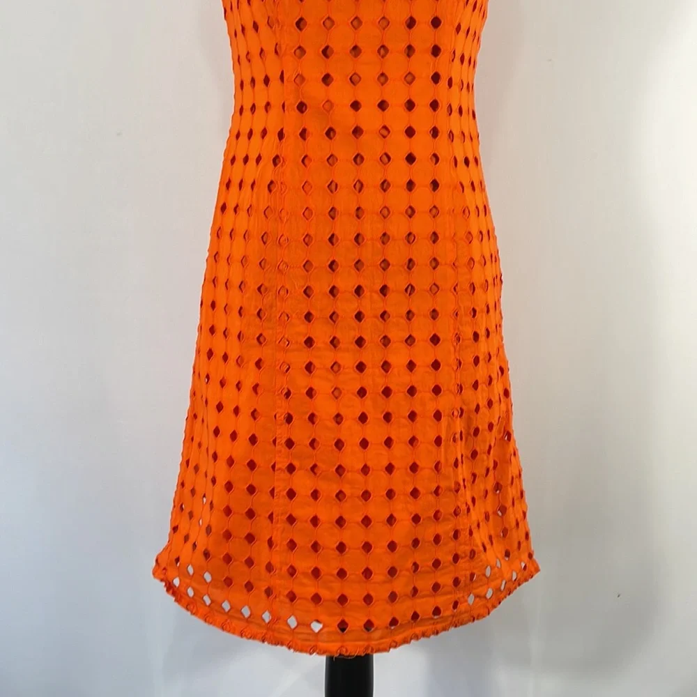 Nine West Orange Eyelet Dress, Sleeveless, Size 4 - Picture 3 of 14